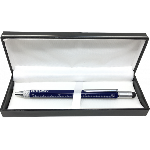 Penna Multifuzione Cheater 6 in 1 con righello centimetri e pollici, livella, penna a sfera, pennino touch e cacciavite Brigata 