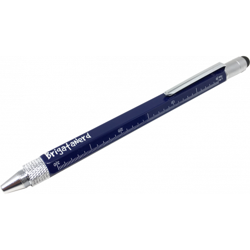 Stylo Multifuzione Cheater 6-en-1 règle en cm et en pouces, le niveau de l'esprit, stylo à bille, stylet tactile, et un Brigata