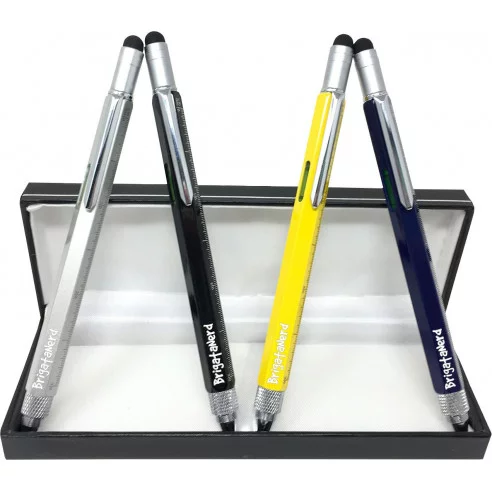 Stift Multifuzione Cheater 6-in-1 mit lineal in zentimeter und zoll, wasserwaage, kugelschreiber, stylus touch und Brigata Nerd 