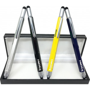 Stylo Multifuzione Cheater 6-en-1 règle en cm et en pouces, le niveau de l'esprit, stylo à bille, stylet tactile, et un Brigata  Stylo Multifuzione Cheater 6-en-1 règle en cm et en pouces, le niveau de l'esprit, stylo à bille, stylet tactile, et un Brigata