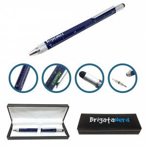 Pen Multifuzione Cheater 6-in-1 ruler cm and inches, the spirit level, ball pen, stylus touch, and screwdriver Brigata Nerd - 1 Pen Multifuzione Cheater 6-in-1 ruler cm and inches, the spirit level, ball pen, stylus touch, and screwdriver Brigata Nerd - 1