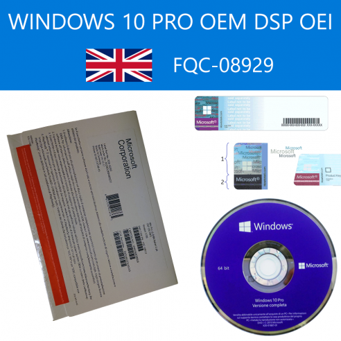 Windows 10 Pro OEM DSP OEI FQC-08929 DVD 64 bit English International