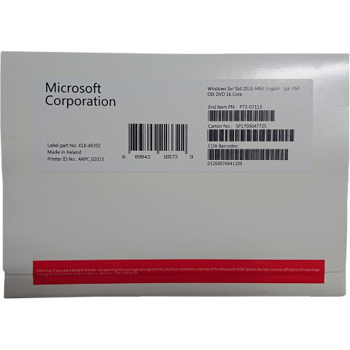 Windows Server Standard 2016 64bit inglés DSP OEM DVD 16 Core Microsoft Corporation - 3